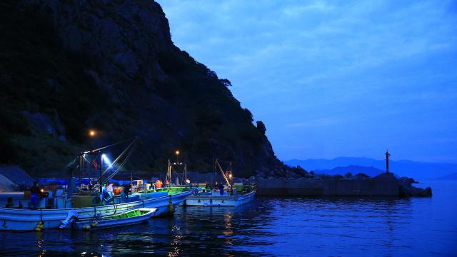 逢井漁港の夜明け前